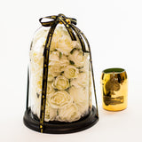 'Flower Bomb' Artificial Silk (Faux Flowers) Glass Cloche Dome - LARGE