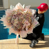 'Every Girl's Wish' Artificial Silk Pink & Gold Bouquet