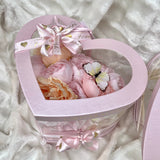 Artificial Silk Peony Heart Box (Pink or White)