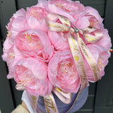 Pink Peony Cupcake Box (Artificial Silk Flowers)