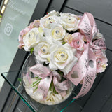 'Bubble of Love' Silk Rose Bubble Glass Vase - Artificial Silk (Faux Flowers)