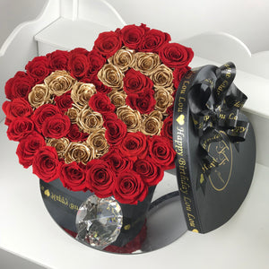 Aubrey Large Heart Shaped Box (36-42 Preserved Roses)