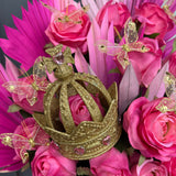 'My Extravagant Queen' Hot Pink Butterfly Artificial Silk & Dried Box