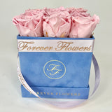 Pink Preserved Rose Blue Supreme Suede Cube