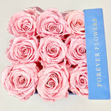 Pink Preserved Rose Blue Supreme Suede Cube