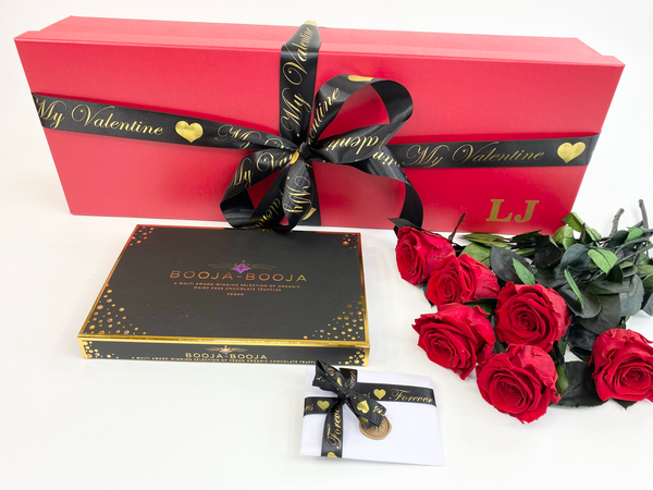 'Magnifico' 6 (or 12) Preserved Roses & Chocolates Gift Set