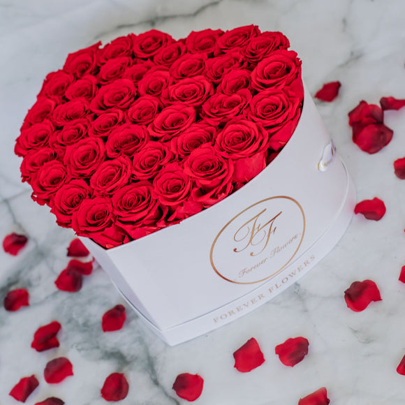 Aubrey Large Heart Shaped Box (36-42 Preserved Roses)